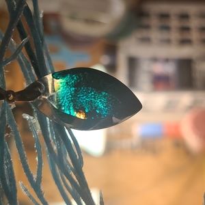 Green with gold accent Resin Pendant